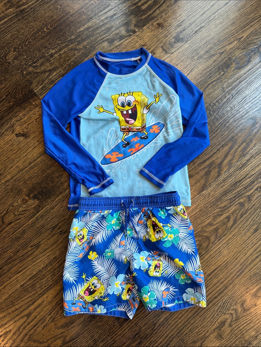 Nickelodeon SpongeBob Blue Long-Sleeve Rash Guard Swim Set